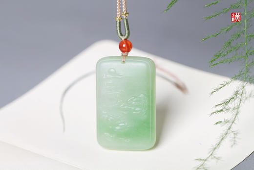 和田翠青玉山水牌吊坠   配精美挂绳 商品图4