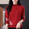 CC-103-8215内搭套头半高领保暖提花毛衣女士秋冬厚款新款国风打底针织衫上衣 商品缩略图1