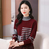 CC-101-35449半高领条纹毛衣女士秋冬新款宽松洋气拼色内搭上衣打底衫女 商品缩略图1