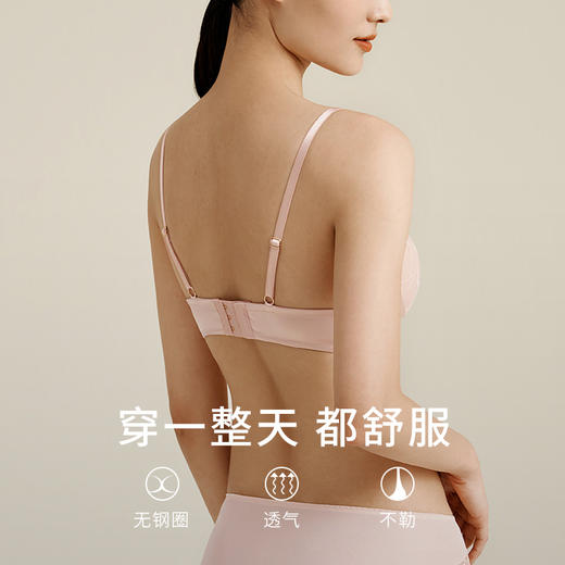 金三塔桑蚕丝轻薄微聚拢无钢圈蕾丝缎面文胸柔软丝滑亲肤内衣  NZFEC301 商品图3