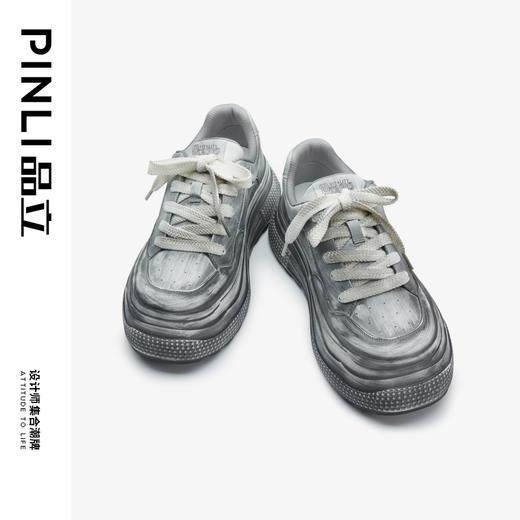 PINLI品立2024秋季新款男士低帮鞋系带脏脏鞋休闲板鞋D243121017 商品图1