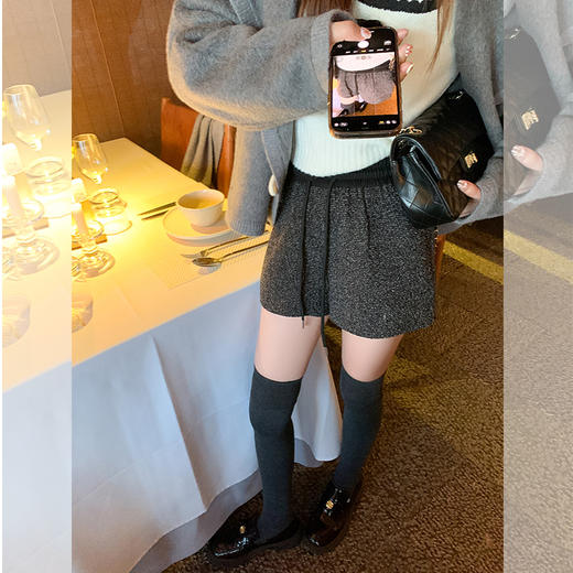 【129元任选2件】现货！高腰百搭黑色小香风短裤 商品图0