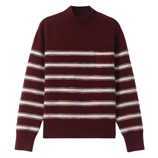 CC-101-35447秋冬新款半高领条纹彩色线针织打底衫女士时尚套头厚毛衣内搭外穿 商品图4