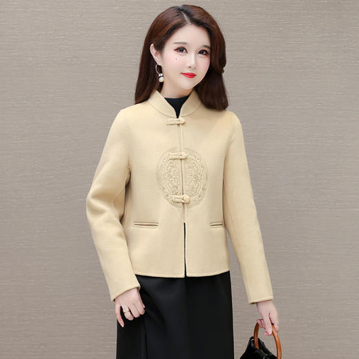 QYM 12180035中式国风复古盘扣外套双面羊毛外套 商品图1