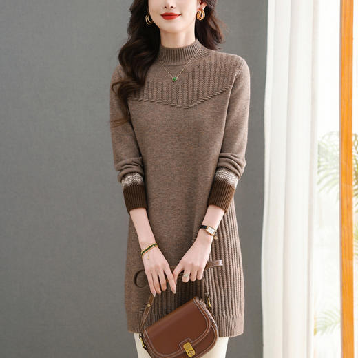 CC-101-92408中长款毛衣女秋冬内搭配大衣针织衫百搭时尚洋气羊毛打底衫厚 商品图1