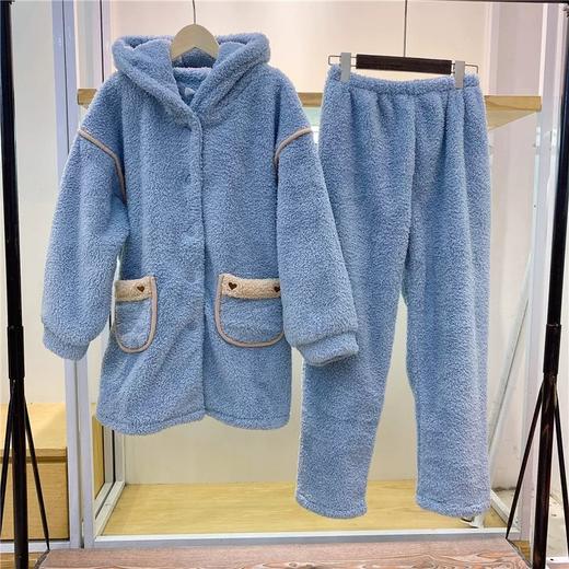 秋冬珊瑚绒保暖家居服连帽套装【21R41323】 商品图4