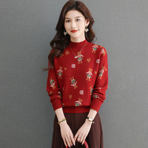 CC-101-96116半高领毛衣女士秋冬2024新款厚款打底衫卡通动漫内搭上衣 商品图1