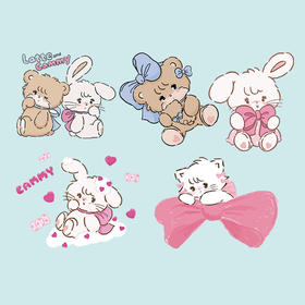 童装mikko卡通动物印花辅料烫贴热转印白墨烫画烫图图案耐水洗diy