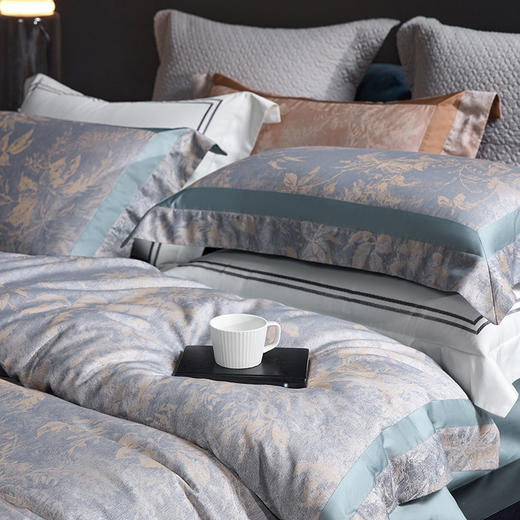 高奢品140支贡缎匹马棉色织提花四件套 欧世复购轻奢风套件 商品图2