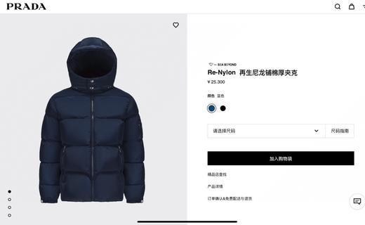 普拉达绗缝抗寒高蓬可拆卸帽棉服 再生尼龙防风拒水面料 商品图1