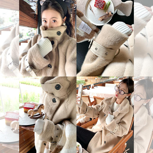 <曾小咸推荐>新品现货！卖完下架不再补！微信粉丝打折价！韩系皮毛一体卡其色毛毛外套 日常329.99 立减140 秒杀189.99！！ 商品图3