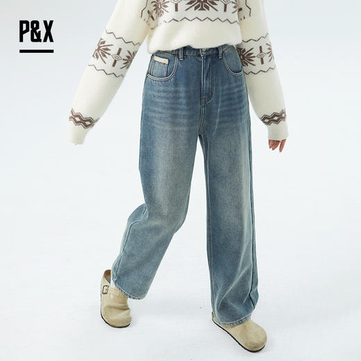 P&X设计师女装潮流宽松牛仔长裤824410119 蓝色 商品图3