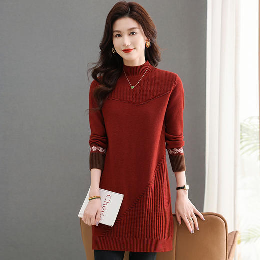 CC-101-92408中长款毛衣女秋冬内搭配大衣针织衫百搭时尚洋气羊毛打底衫厚 商品图0
