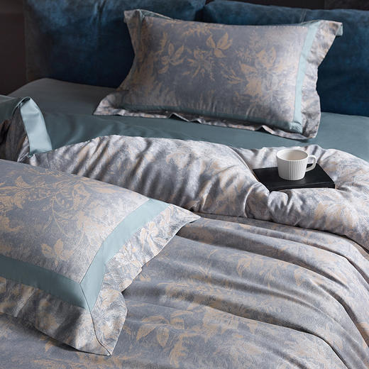 高奢品140支贡缎匹马棉色织提花四件套 欧世复购轻奢风套件 商品图6