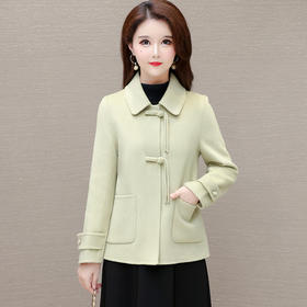 QYMLRX-12185811-Y 2024年秋冬季新款国风双面羊绒大衣女装短款羊毛呢子外套