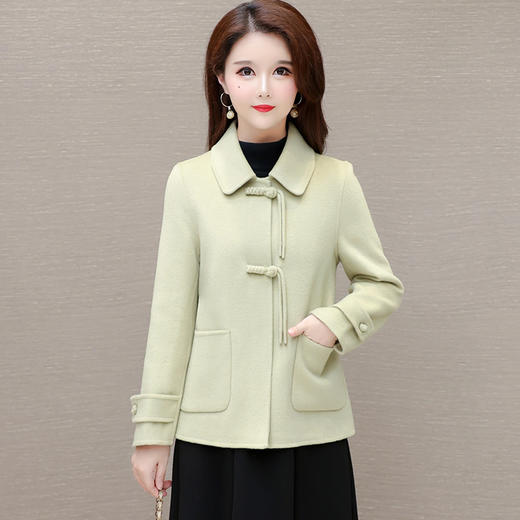 QYMLRX-12185811-Y 2024年秋冬季新款国风双面羊绒大衣女装短款羊毛呢子外套 商品图0