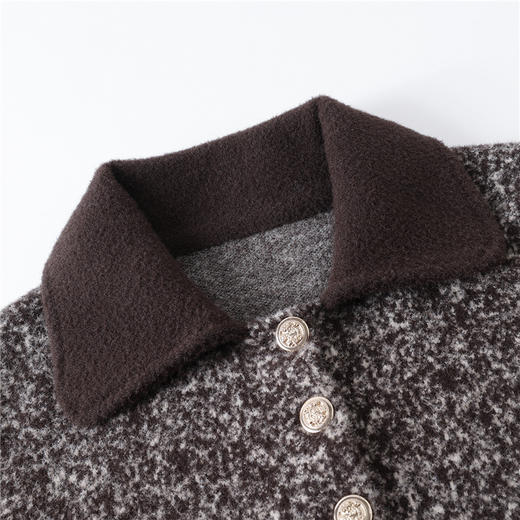 CC-10-6019气质秋冬翻领厚大衣外套女短款2024新款休闲洋气开衫宽松 商品图3