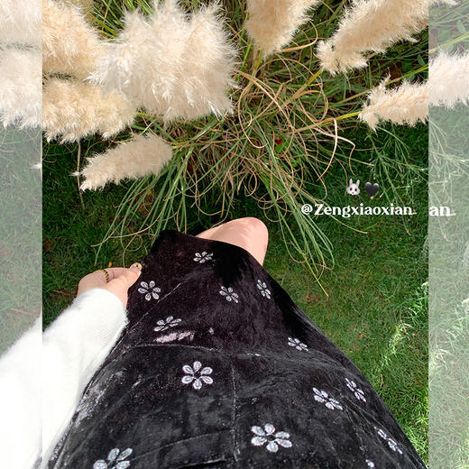 <曾小咸推荐>法式复古丝绒印花背心连衣裙 商品图3