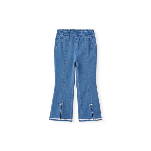 英氏儿童裤子春夏季女童牛仔裤透气休闲百搭微喇叭裤2025新款长裤 商品图4