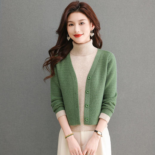 CC-103-A986秋冬季新款深色显白高翻领针织衫毛衣设计感百搭叠穿上衣厚 商品图3