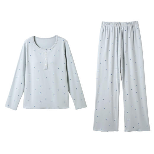 【免穿内衣家居服】森岛春秋纽扣家居服 休闲带胸垫绵绵印花睡衣套装 商品图4
