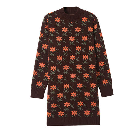 CC-103-8223中长款毛衣女遮屁股洋气2024新款提花毛衣裙厚款打底衫 商品图4