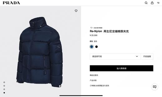 普拉达绗缝抗寒高蓬可拆卸帽棉服 再生尼龙防风拒水面料 商品图3