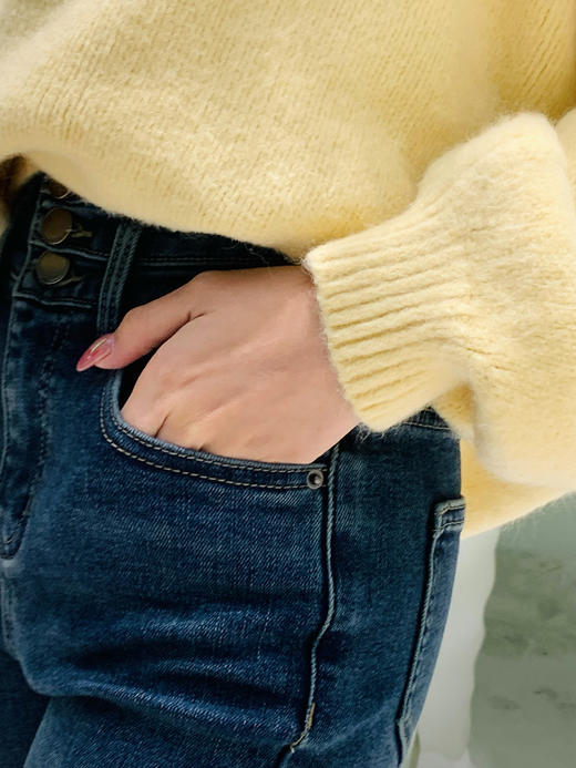 【百图lulu定制】【筷子腿牛仔裤】内里磨毛  弹力 小脚牛仔裤 商品图9