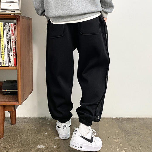 徐太浪时尚痞帅黑色运动卫裤男秋冬季加绒加厚宽松束脚哈伦裤长裤 商品图2