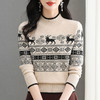 CC-103-97833秋冬半高领女宽松慵懒风上衣提花小鹿针织打底衫套头毛衣新款内搭 商品缩略图2