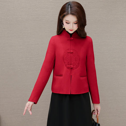 QYM 12180035中式国风复古盘扣外套双面羊毛外套 商品图0