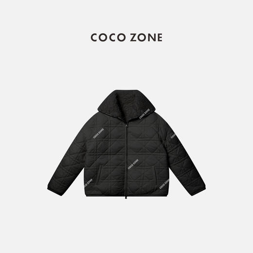 COCO ZONE 秋冬高级感菱格翻领百搭长袖外套CC2D2655 商品图1