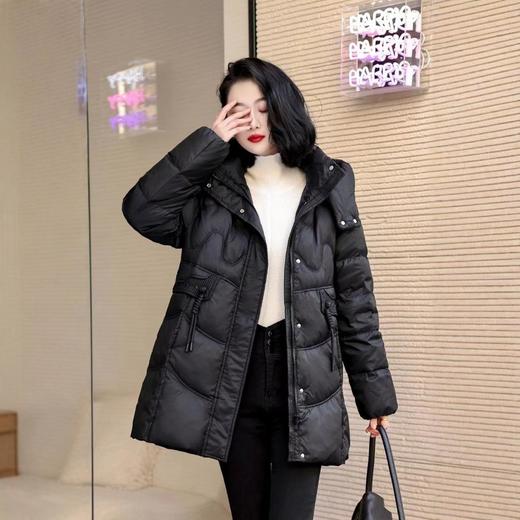 2024冬时尚连帽收腰盘扣复古保暖白鸭绒中长款羽绒服LSYGCDF6550 商品图5