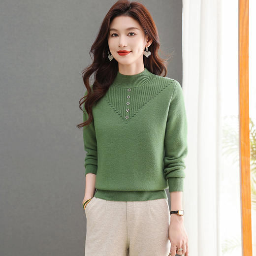 CC-101-2615毛衣女士秋冬季新款一体洋气宽松加绒厚款保暖打底衫提花 商品图3