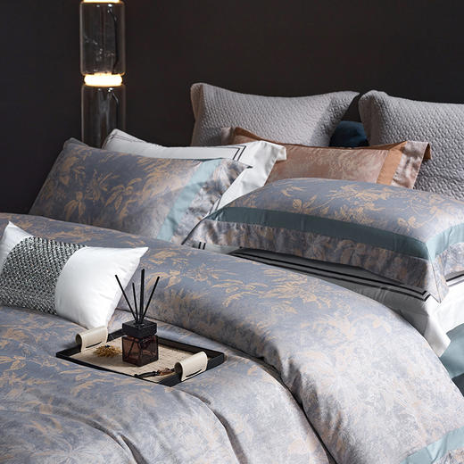 高奢品140支贡缎匹马棉色织提花四件套 欧世复购轻奢风套件 商品图5