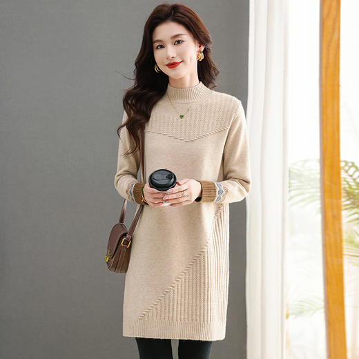 CC-101-92408中长款毛衣女秋冬内搭配大衣针织衫百搭时尚洋气羊毛打底衫厚 商品图2