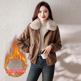 时尚洋气可脱卸毛领，加绒皮棉外套MYBS82833