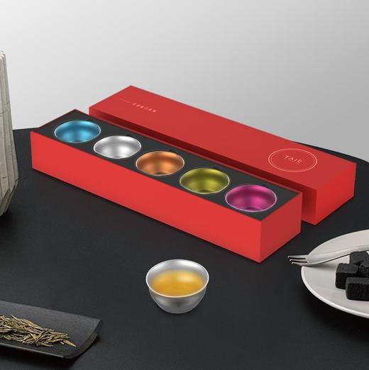 TAIC太可纯钛杯功夫茶具五福礼盒套装5个装家用简约 HP 商品图0