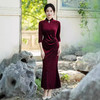 复古七分袖修身金丝绒旗袍ZBN978 商品缩略图2