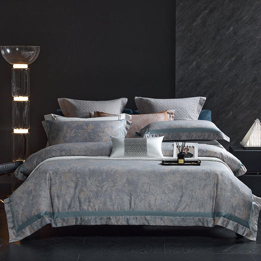 高奢品140支贡缎匹马棉色织提花四件套 欧世复购轻奢风套件 商品图0