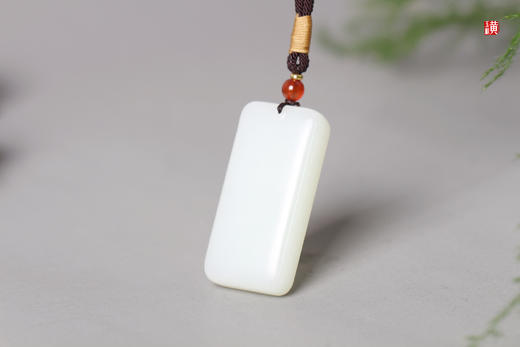 和田玉白玉【平安无事牌】吊坠   配精美挂绳 商品图1