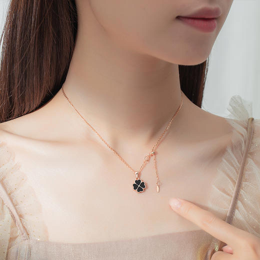 Winy999足银爱心四叶草温感变色项链时尚百搭精致感颈链锁骨链送女友闺蜜节日生日礼物 商品图6