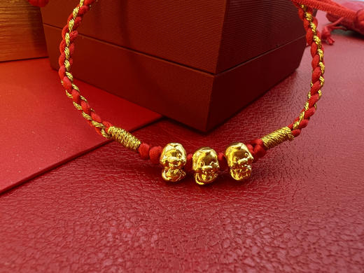 硬足金招财如意蛇红绳手链 商品图0