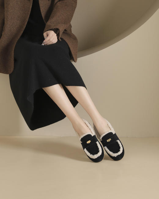 westory2024年秋冬新款休闲风厚底平跟舒适百搭毛毛鞋S24DM85111 商品图5