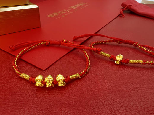 硬足金招财如意蛇红绳手链 商品图2