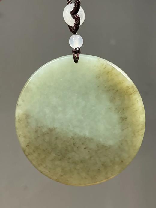 褐沁青白玉雕观音圆吊坠牌，顺丰包邮 商品图6