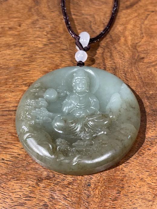 褐沁青白玉雕观音圆吊坠牌，顺丰包邮 商品图12