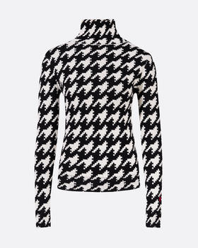 Perfect Moment - Houndstooth Turtle Neck Sweater - Black/Snow White - 女装 - 羊毛打底衫 - 黑色/白色