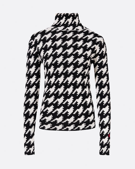 Perfect Moment - Houndstooth Turtle Neck Sweater - Black/Snow White - 女装 - 羊毛打底衫 - 黑色/白色 商品图0