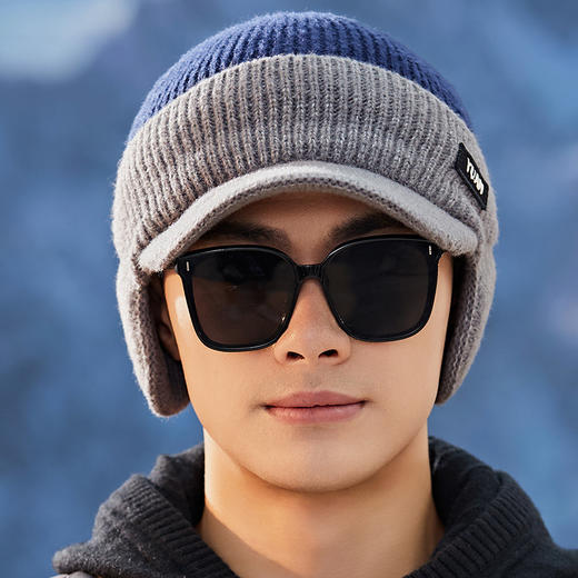 秋冬帽保暖护耳老人帽爸爸爷爷防寒针织加绒毛线帽 商品图3